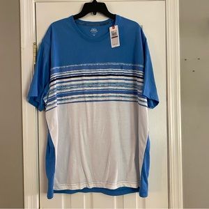 Izod Saltwater Relaxed Classics Men’s Tee Blue Revival White Blur Striped XXL
